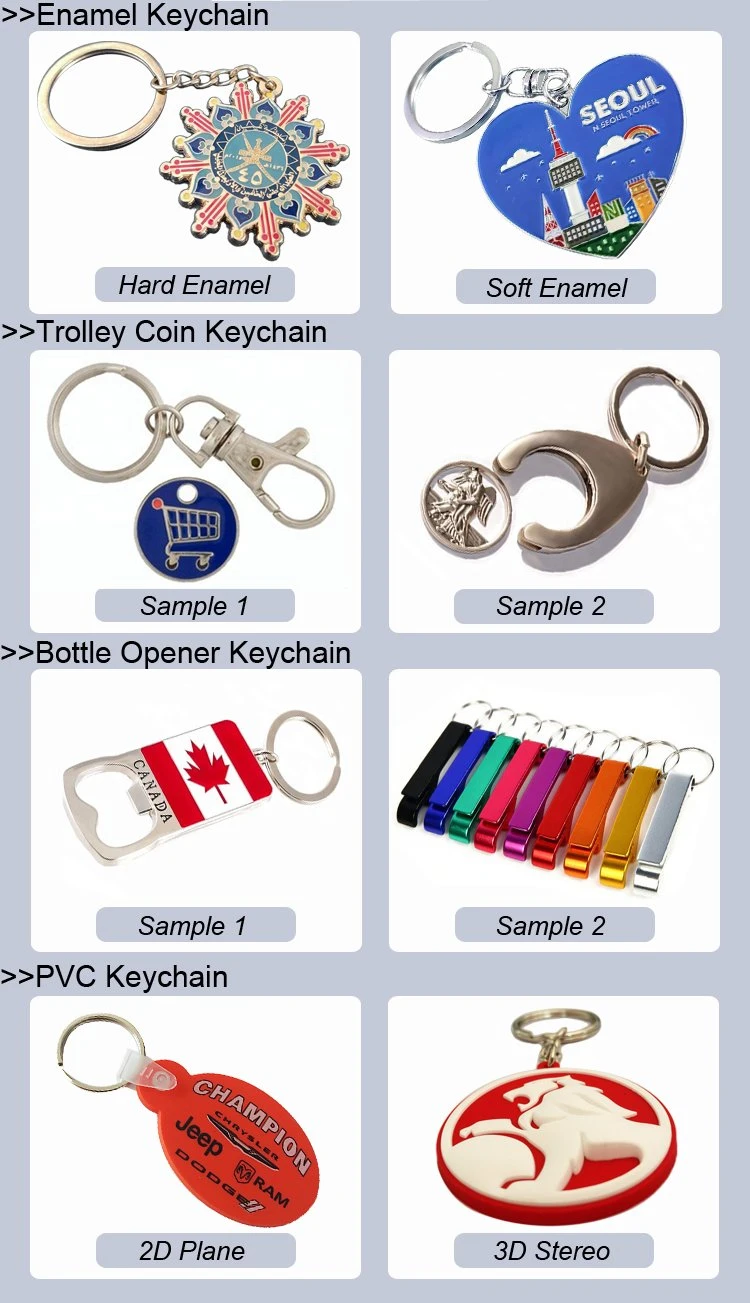 China Factory Custom Promotional Gift Fashion Metal Key Ring PVC Keychain