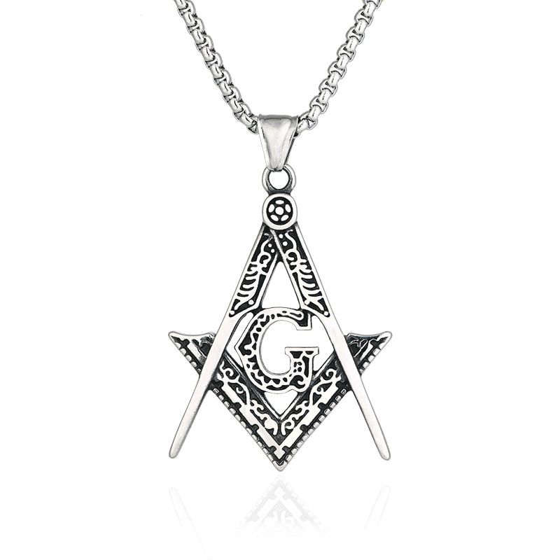 Stainless Steel Pendant Chain Necklace-Masonic Charm Chain Necklace Link Chains