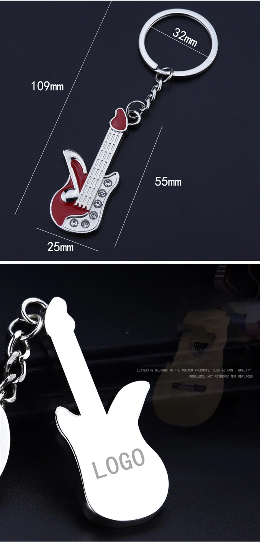 Wholesale Custom Logo 3D Key Chain Music Guitar Car Anime Mini Style Diamond Encrusted Blank Accessories Opener Gift Leather Acrylic Alloy Metal Keychain