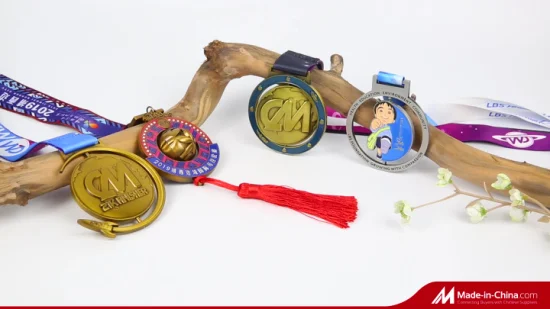 Cordino personalizzato in fabbrica Medaglie da corsa per maratona di powerlifting personalizzate 3D di alta qualità con nastro Medaglia sportiva in metallo dorato antico