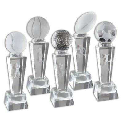 Trofeo in cristallo OEM con logo inciso/trofeo con diamante in cristallo trasparente/premio in cristallo a forma di diamante come regalo aziendale