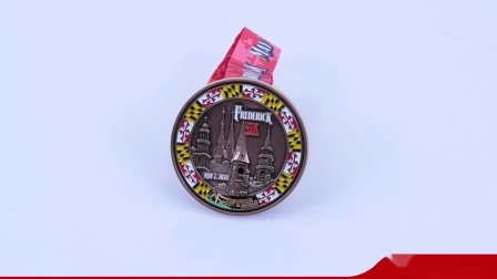 Nuova medaglia trofeo 3D Silver Metal Marathon Race Sports Awards